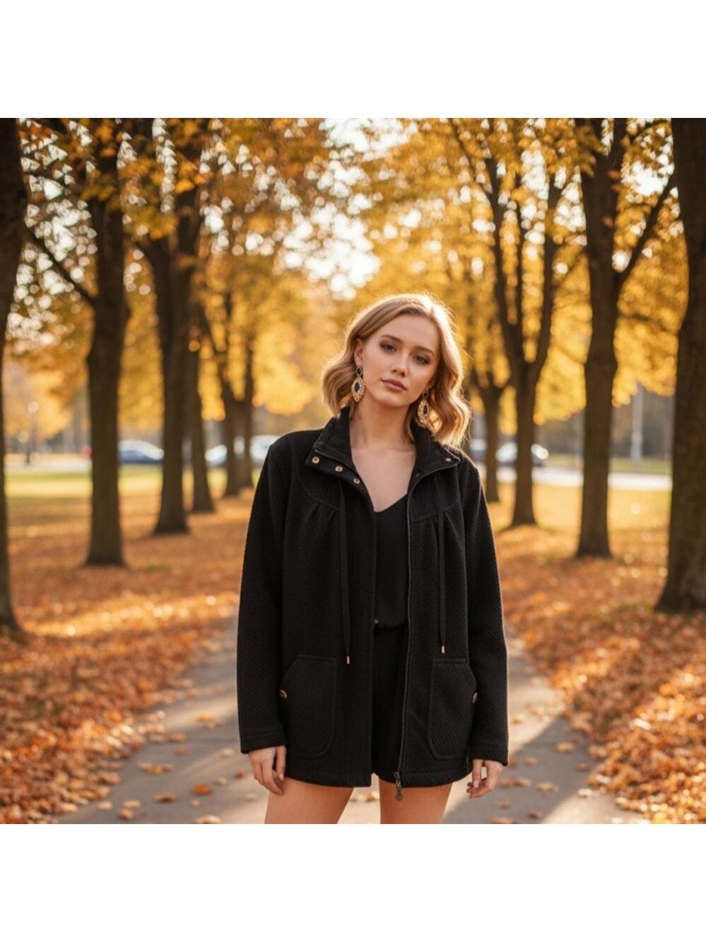 Black zip up sweater jacket oversized By Vintage Cotton